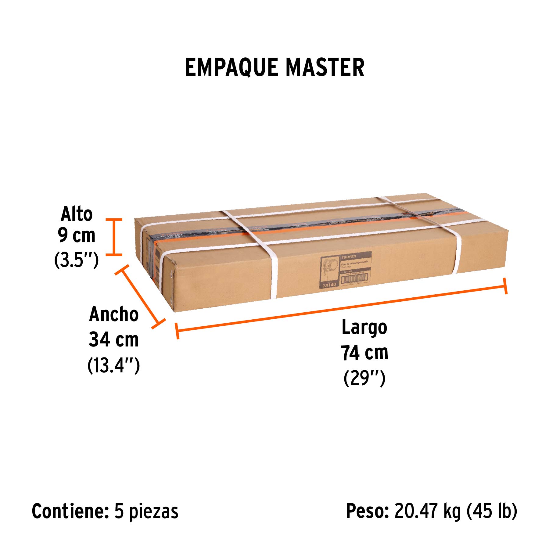 Llave de cadena tipo caimán uso pesado, mango de 28", TRUPER TRUPER