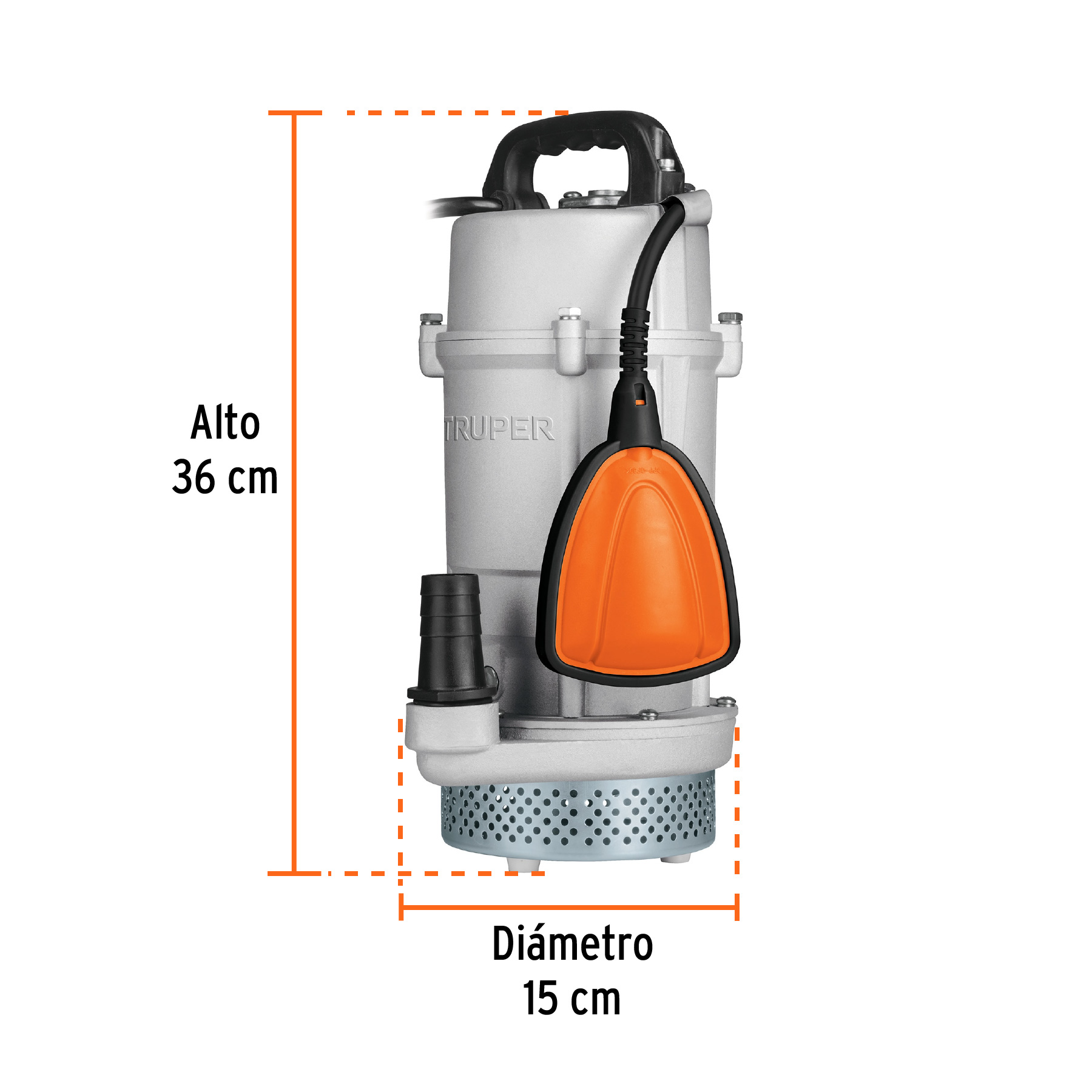 Bomba sumergible cubierta aluminio,agua limpia,3/4HP, TRUPER TRUPER