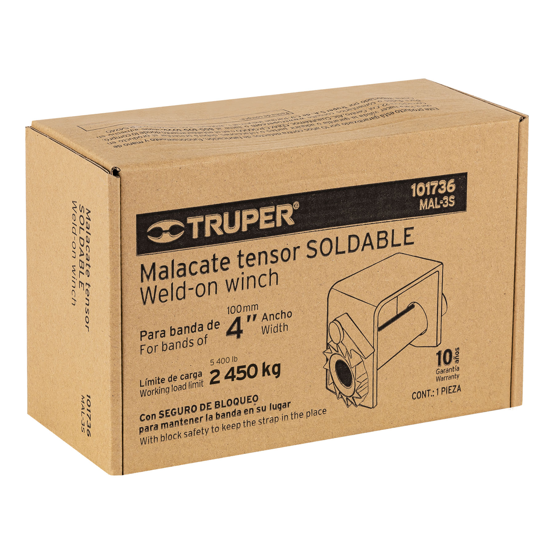 Malacate soldable para banda de 4" ancho, TRUPER TRUPER