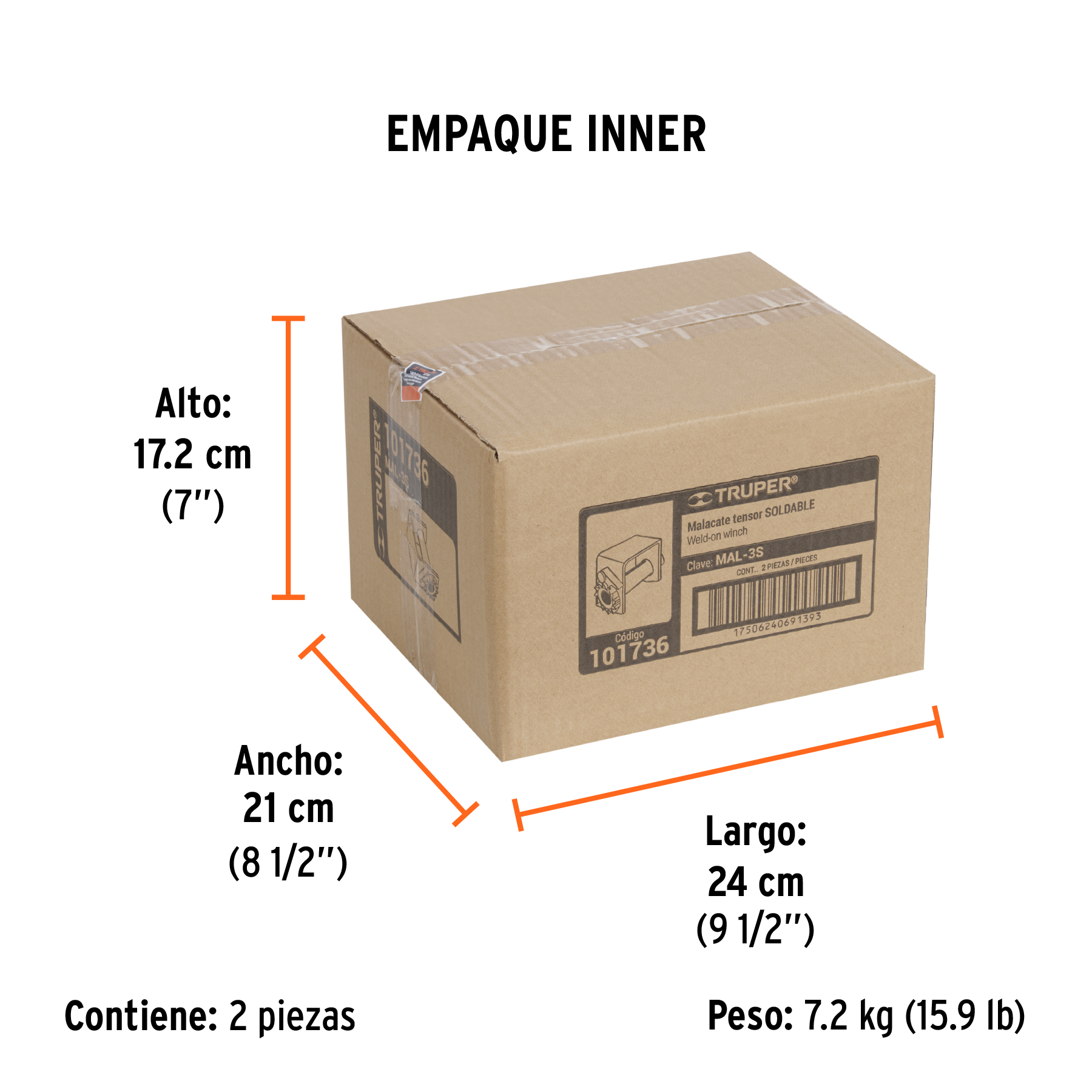Malacate soldable para banda de 4" ancho, TRUPER TRUPER