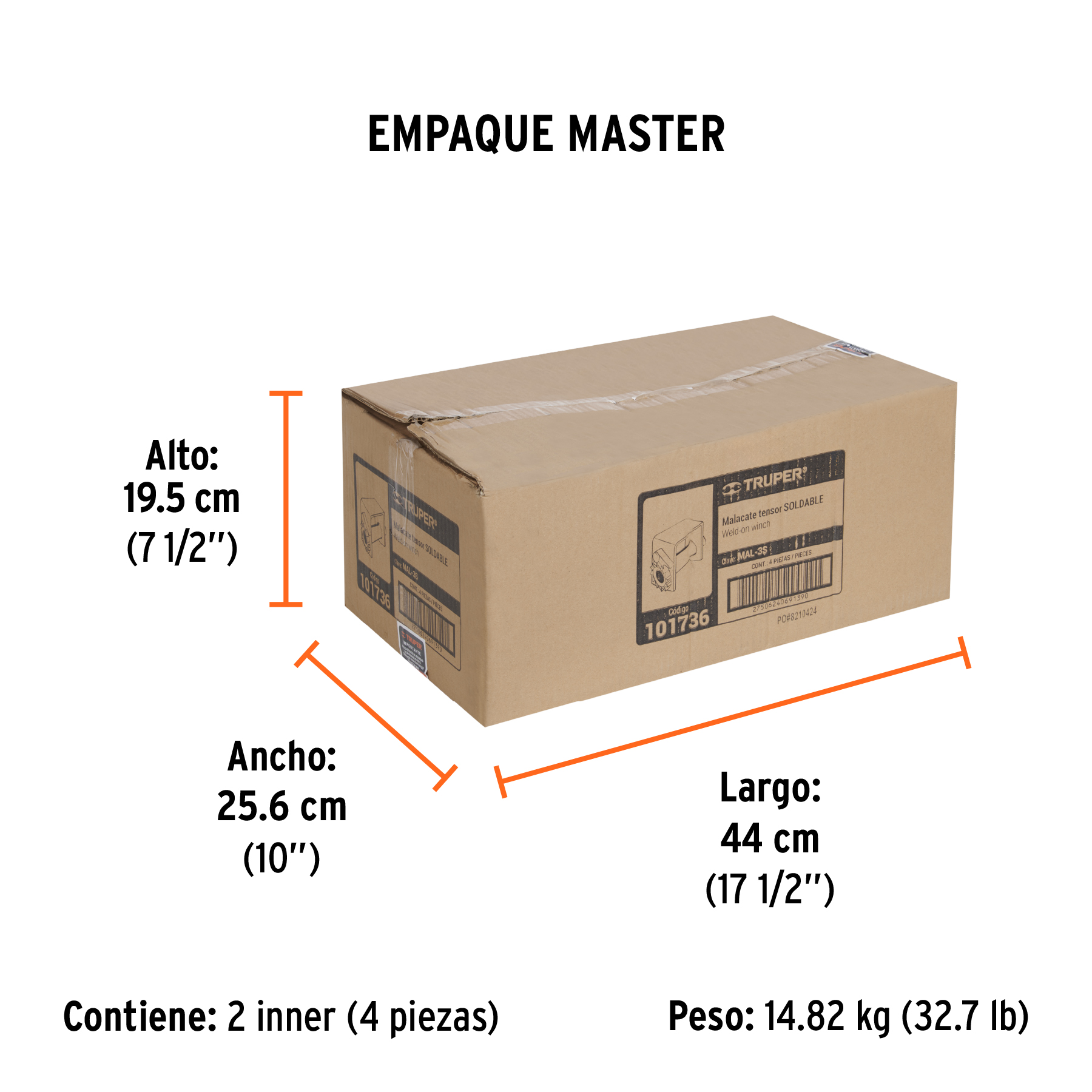 Malacate soldable para banda de 4" ancho, TRUPER TRUPER