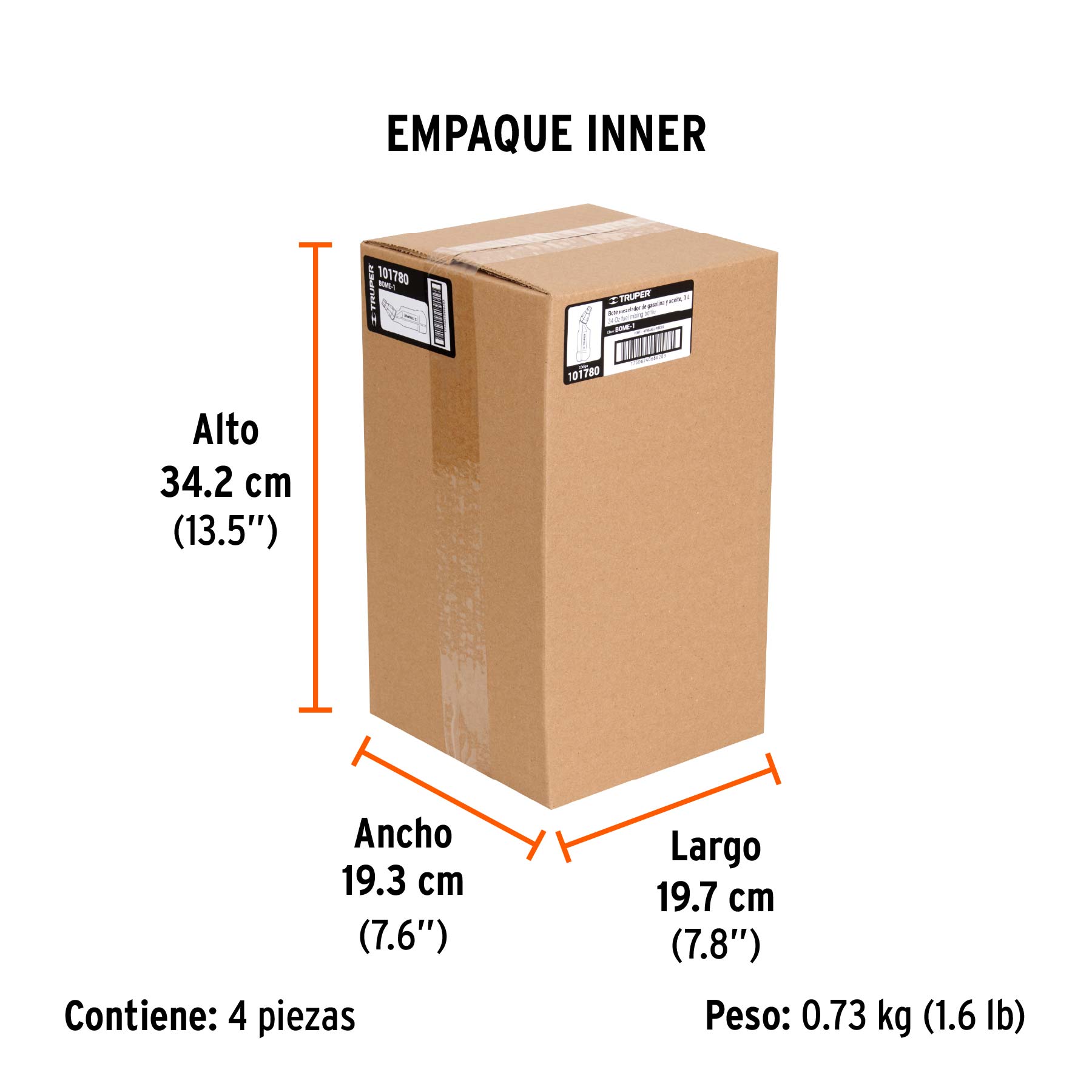 Bote para mezcla de gasolina y aceite, 1 L, TRUPER TRUPER