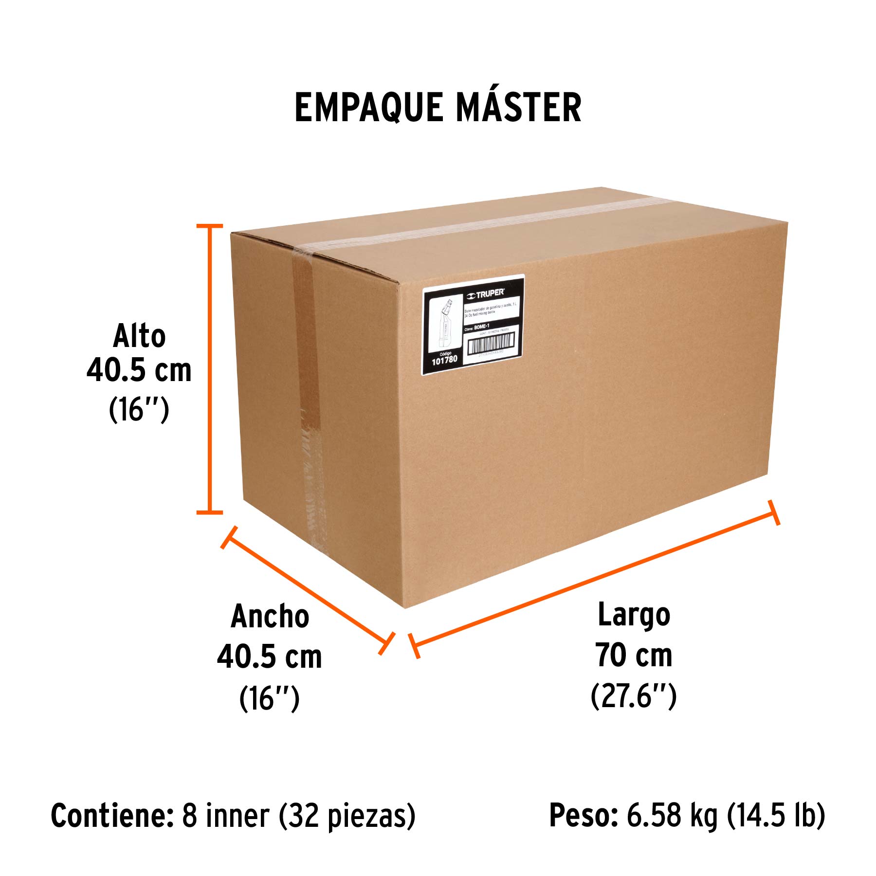 Bote para mezcla de gasolina y aceite, 1 L, TRUPER TRUPER