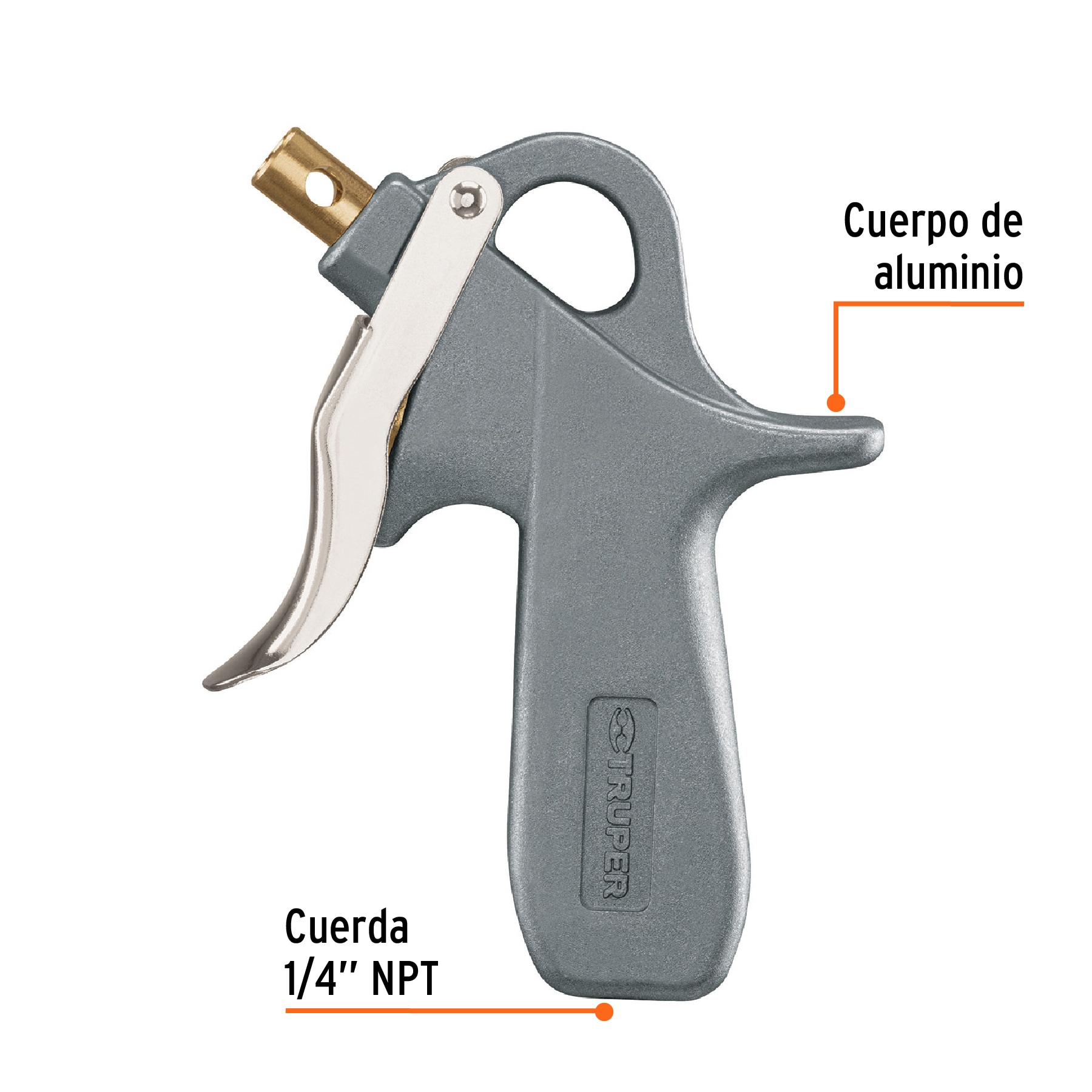 Pistola de aluminio para sopletear, 5 boquillas, TRUPER TRUPER