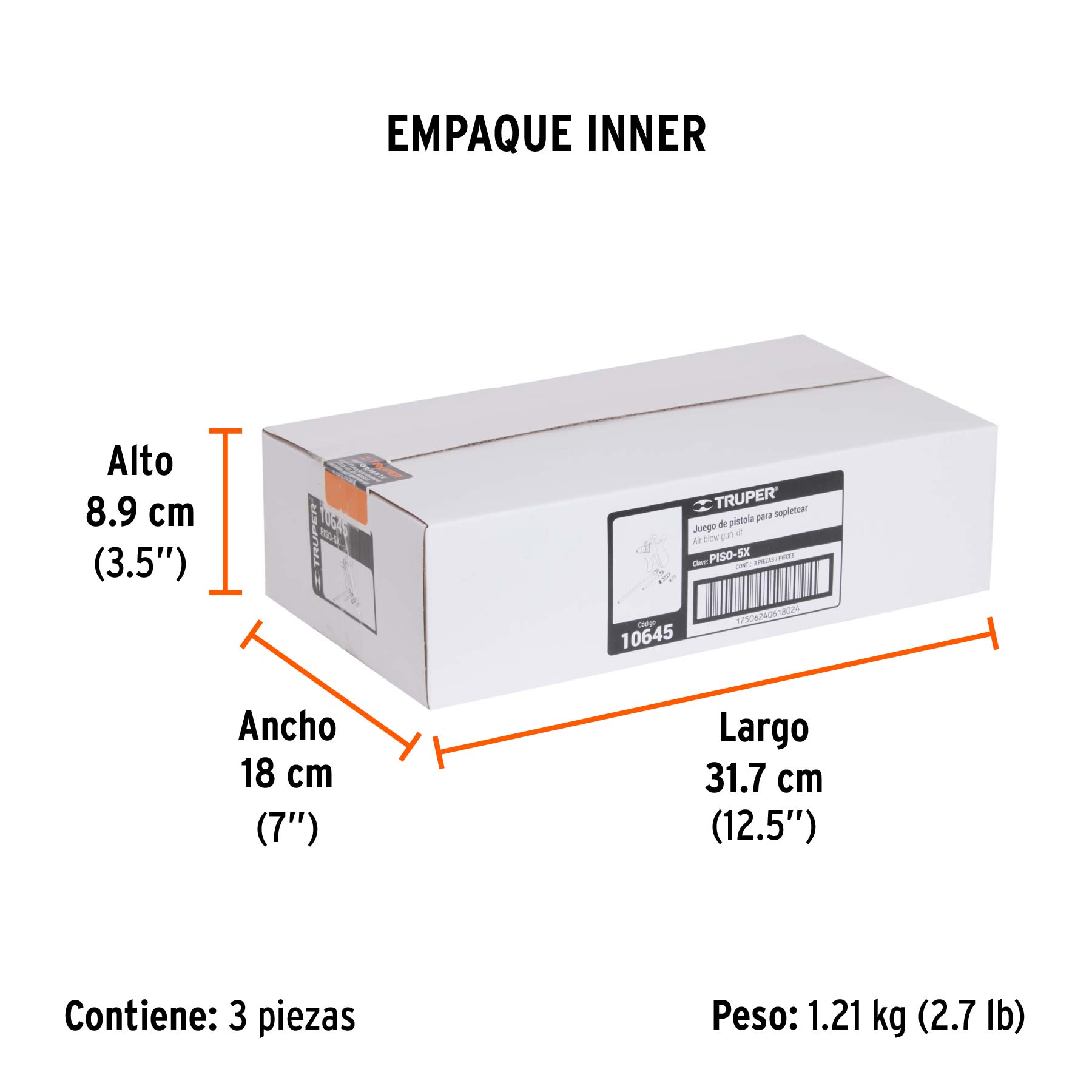 Pistola de aluminio para sopletear, 5 boquillas, TRUPER TRUPER