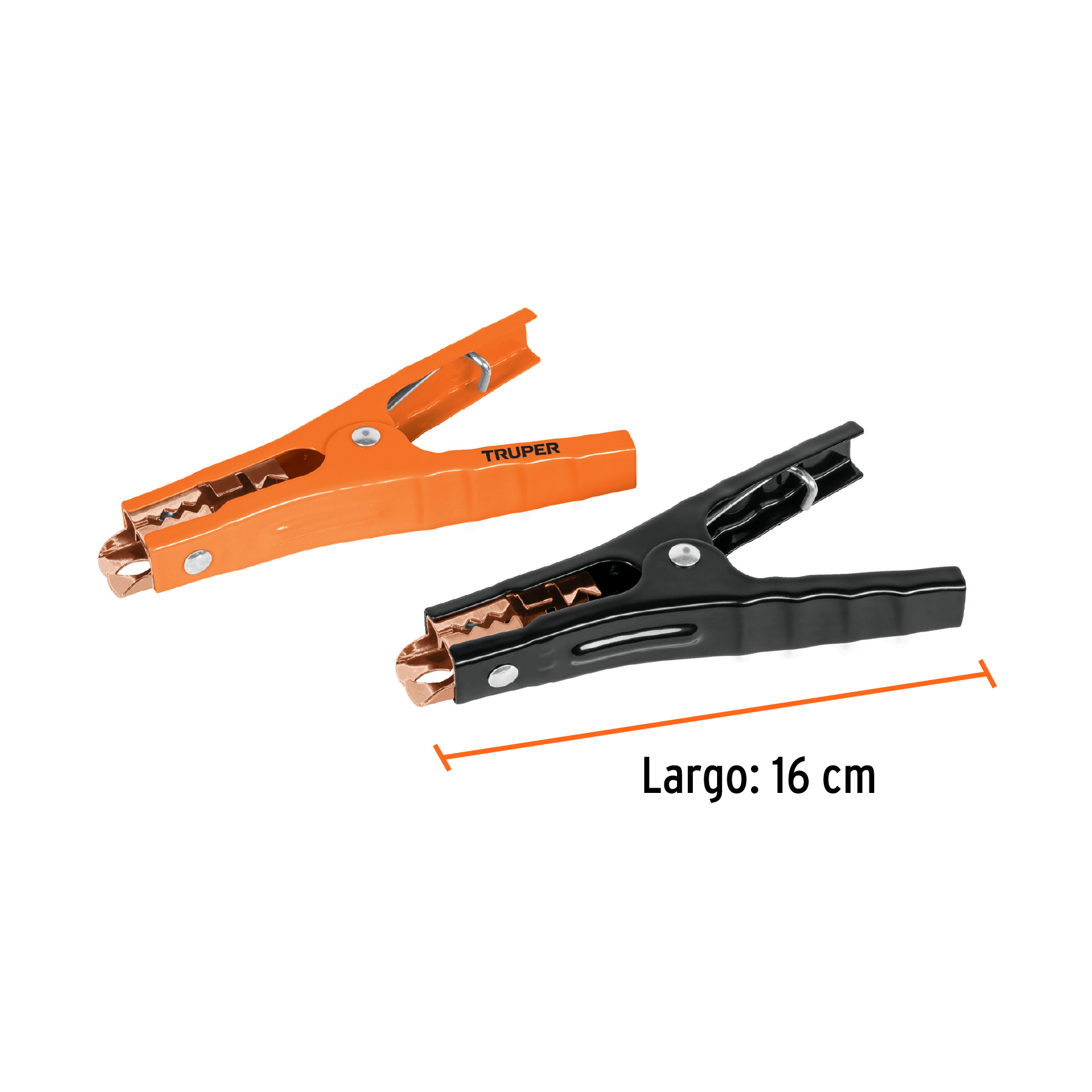 Blíster con 2 caimanes para cables pasa corriente, TRUPER TRUPER