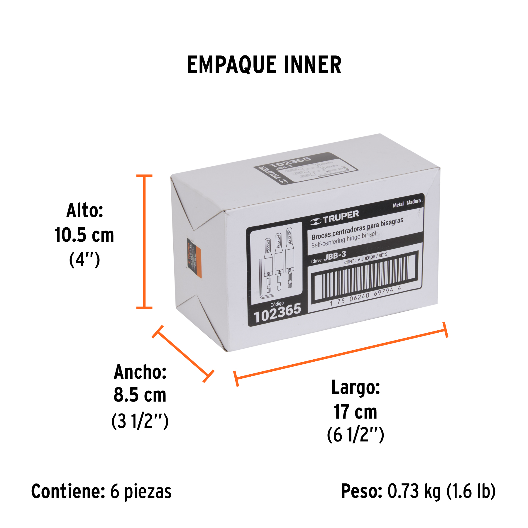 Juego de 3 brocas para bisagra, TRUPER TRUPER