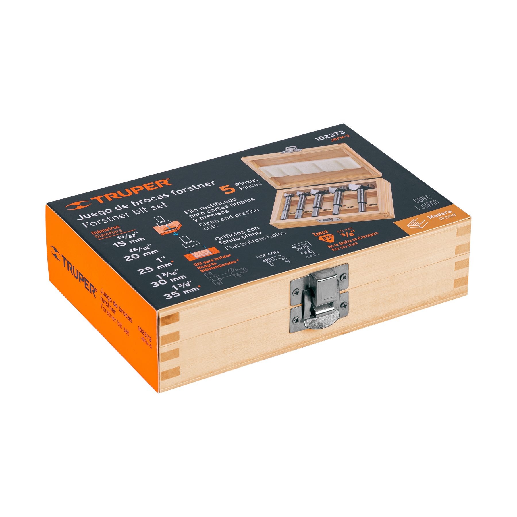 Juego de 5 brocas forstner para madera, TRUPER TRUPER