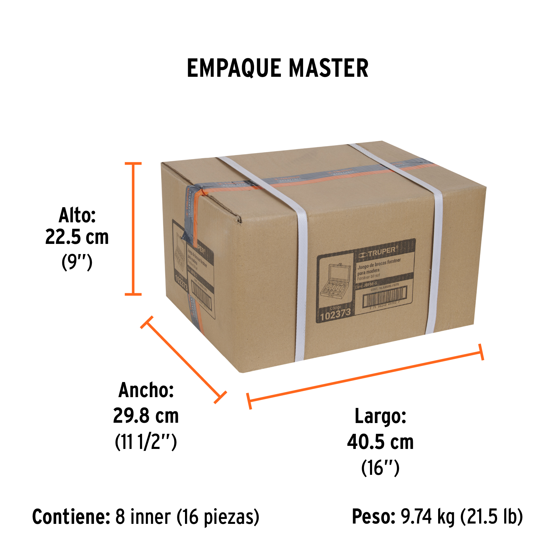 Juego de 5 brocas forstner para madera, TRUPER TRUPER