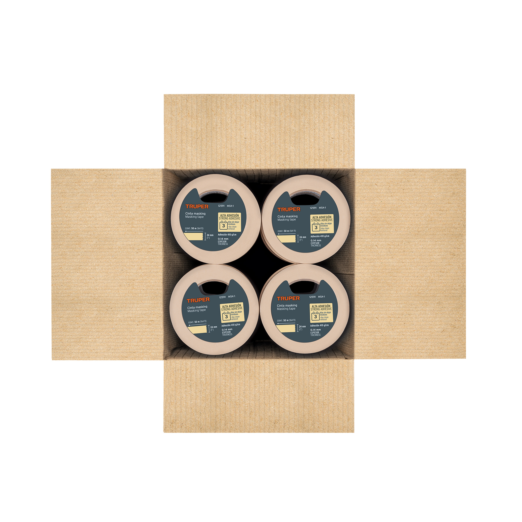 Cinta masking tape de 1" x 50 m, TRUPER TRUPER