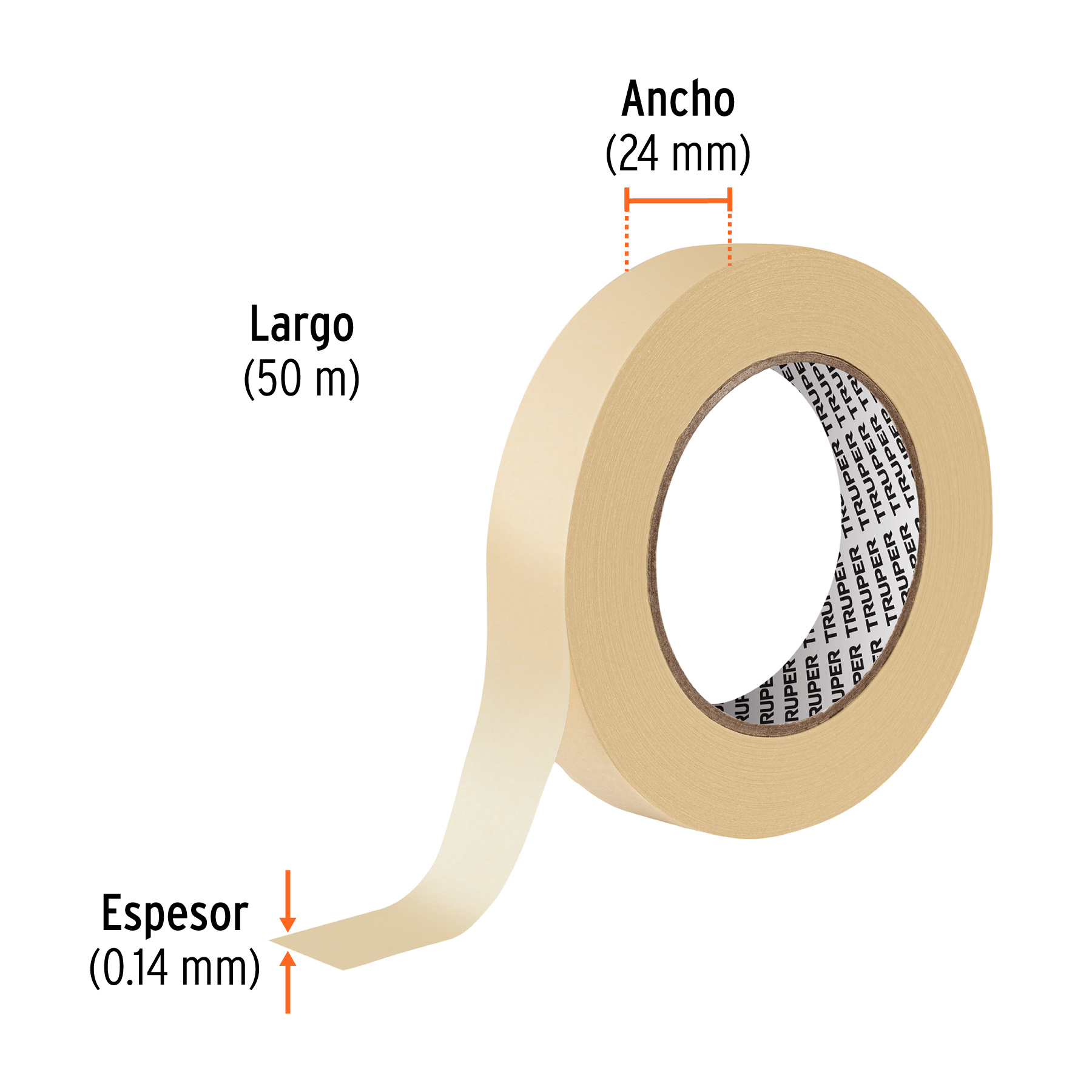 Cinta masking tape de 1" x 50 m, TRUPER TRUPER