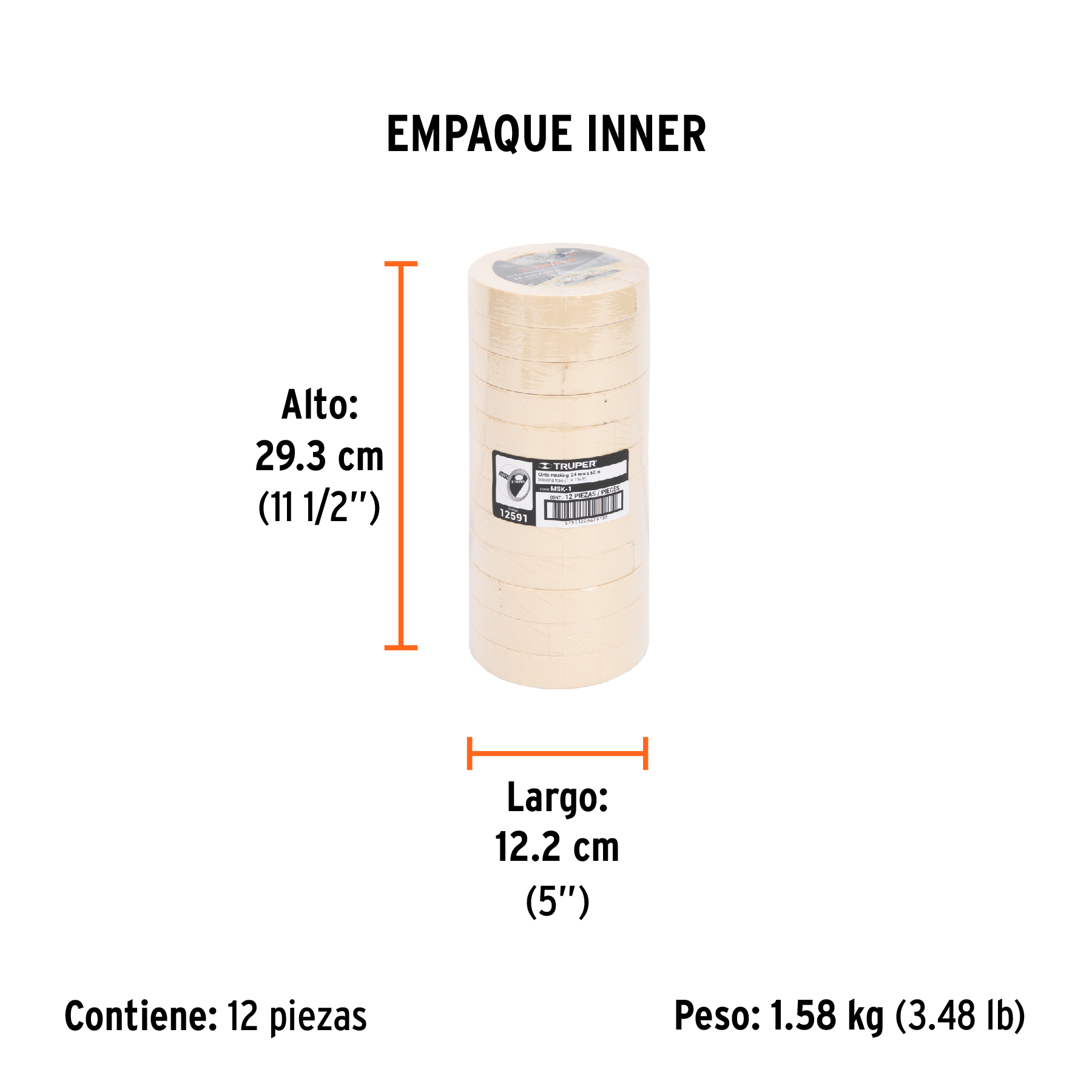 Cinta masking tape de 1" x 50 m, TRUPER TRUPER