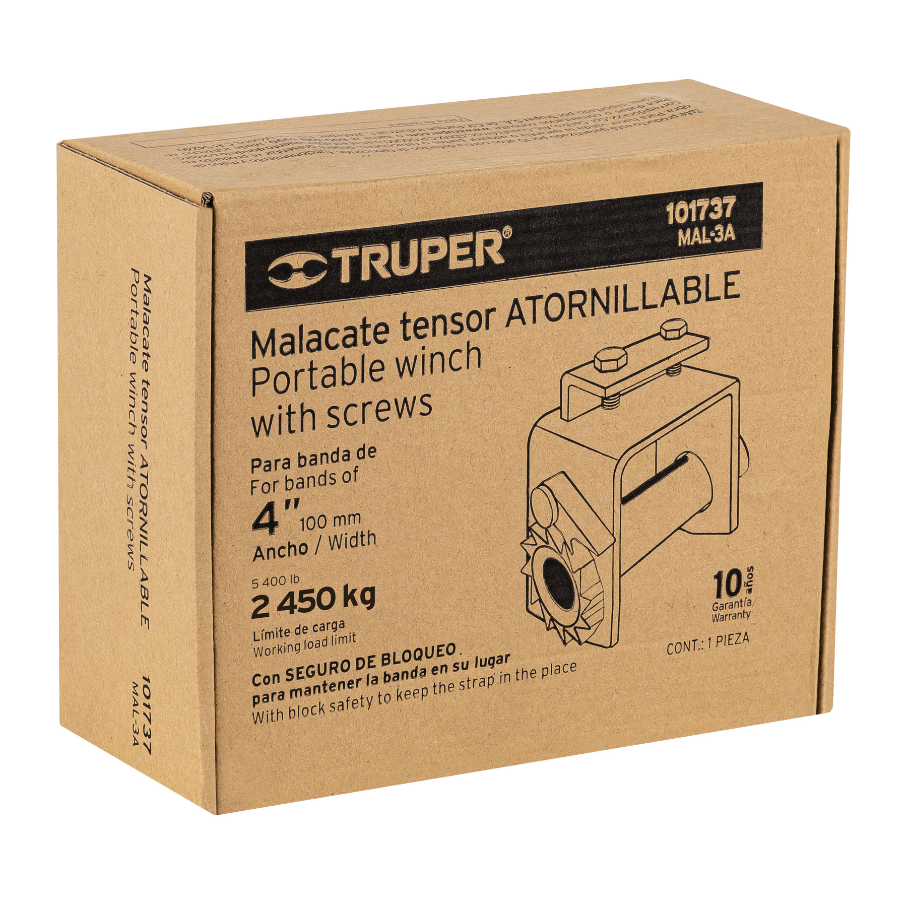 Malacate atornillable para banda de 4" ancho, TRUPER TRUPER