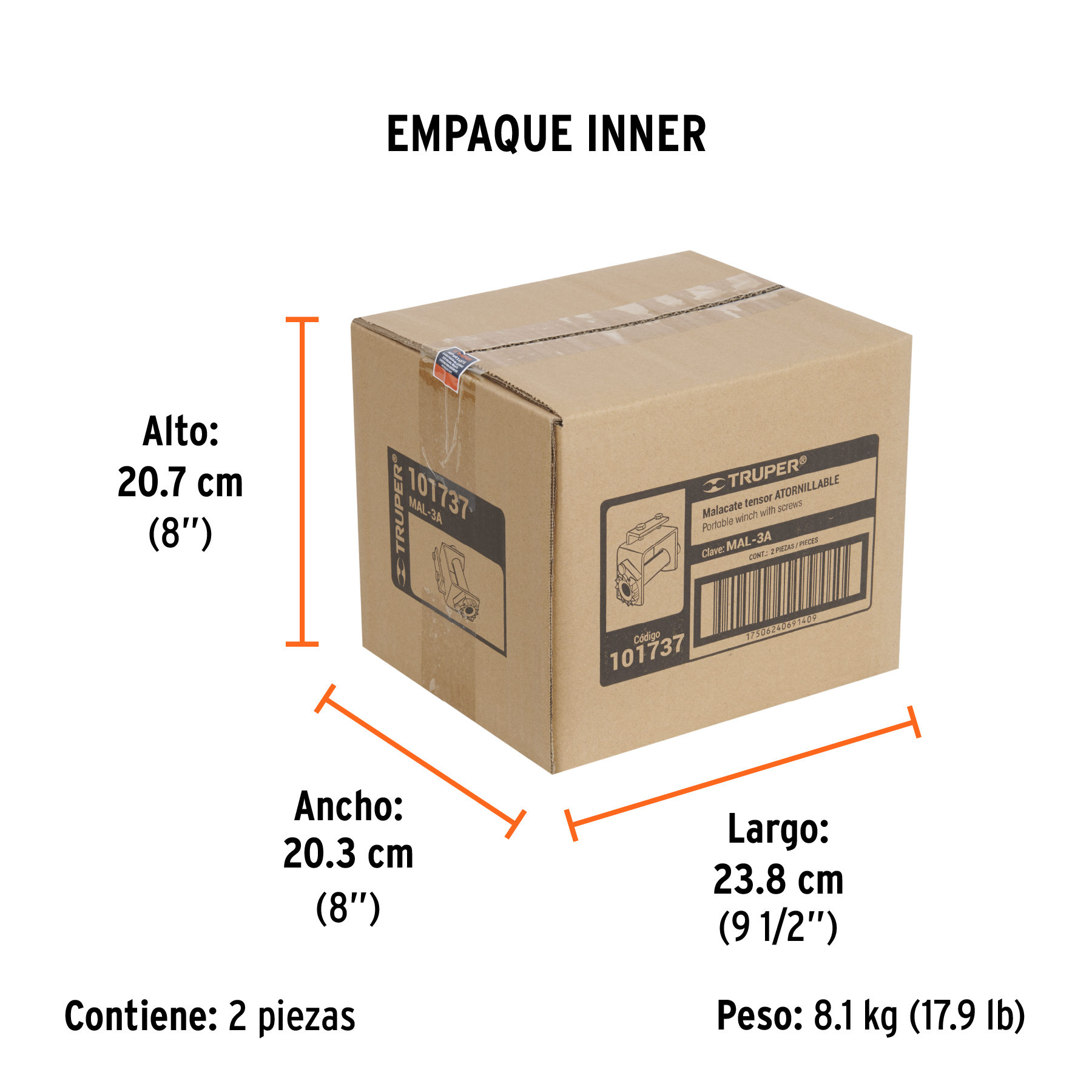 Malacate atornillable para banda de 4" ancho, TRUPER TRUPER
