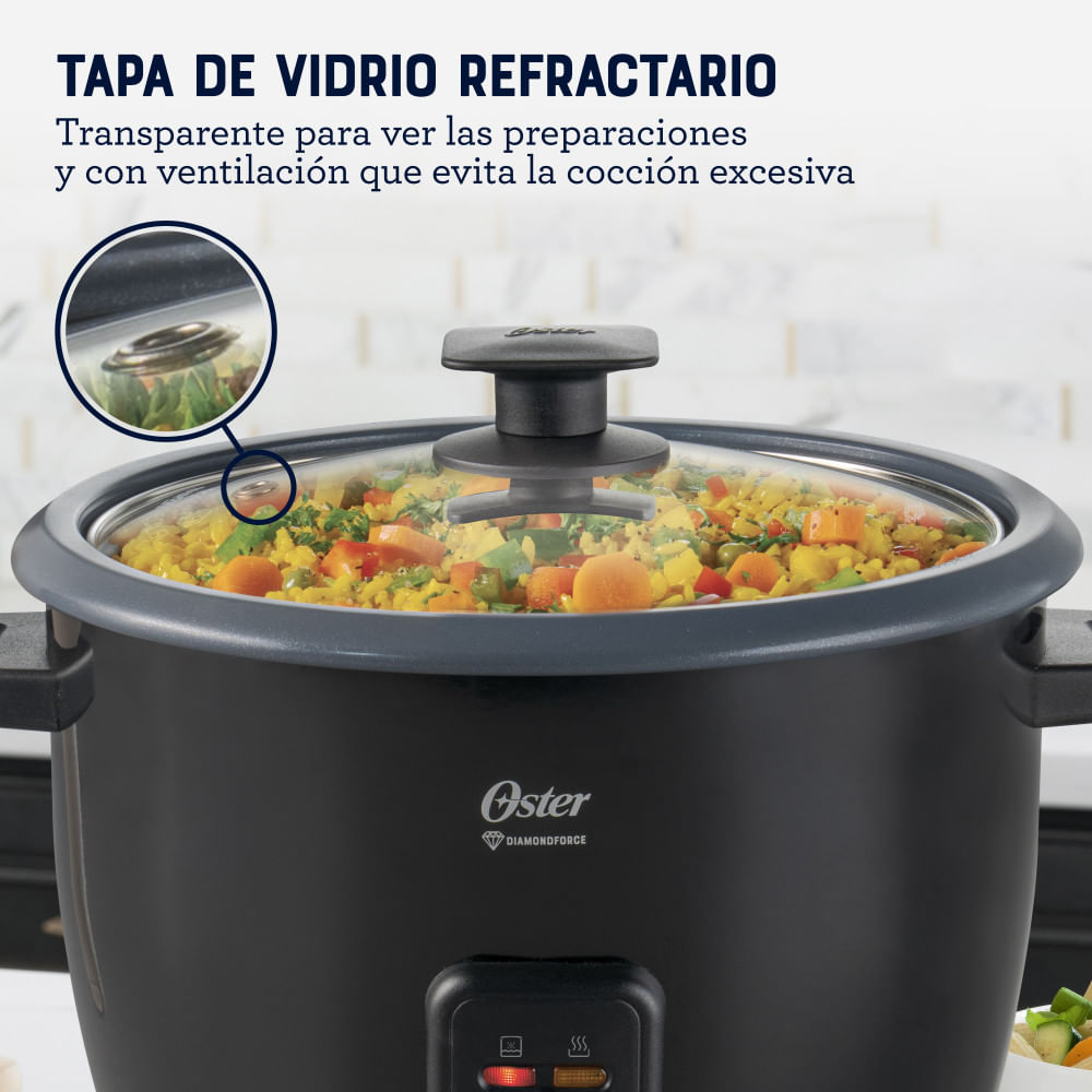 Oster Arrocera, de 10 Tazas de Capacidad, con Función para Mantener Caliente, Recubrimiento Antiadherente Oster DiamondForce, CKSTRCB10DFBLK Oster