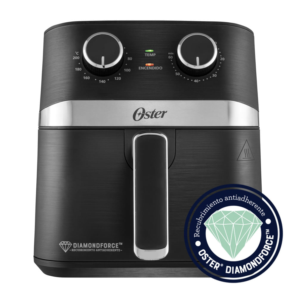 Oster® Freidora de Aire Manual, Recubrimiento Oster® DiamondForce, 4L de Capacidad, con Controles de Tiempo y Temperatura, CKSTAF401MDF Oster