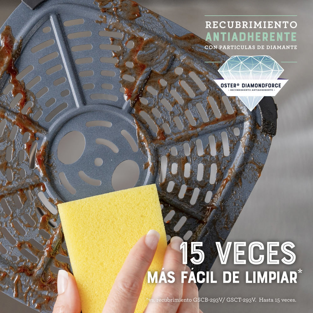 Oster® Freidora de Aire Manual, Recubrimiento Oster® DiamondForce, 4L de Capacidad, con Controles de Tiempo y Temperatura, CKSTAF401MDF Oster