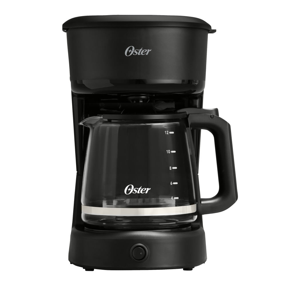 Oster Cafetera, 12 Tazas, con Filtro Reutilizable, Botón Luz Encendido y Apagado, Función Pausa y Servir, Ventanilla de Agua, Negro, BVSTDCS121B Oster
