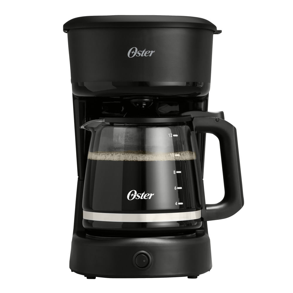 Oster Cafetera, 12 Tazas, con Filtro Reutilizable, Botón Luz Encendido y Apagado, Función Pausa y Servir, Ventanilla de Agua, Negro, BVSTDCS121B Oster