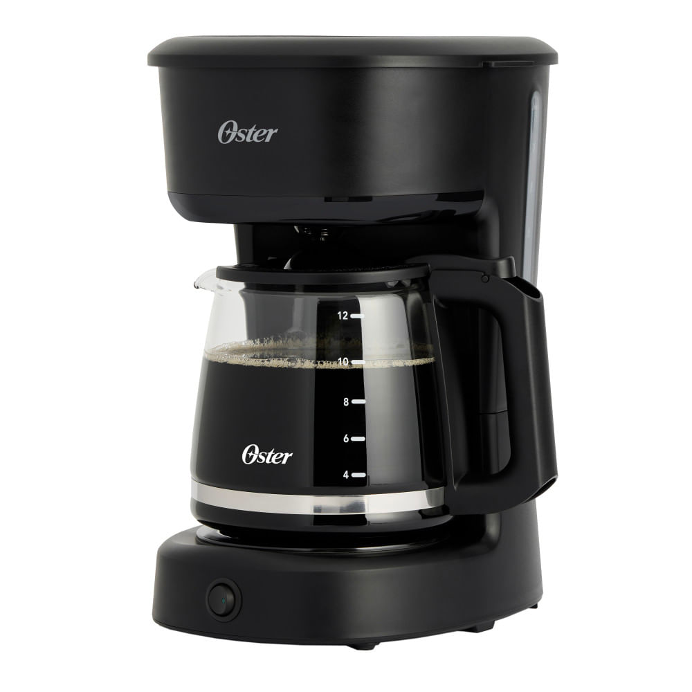 Oster Cafetera, 12 Tazas, con Filtro Reutilizable, Botón Luz Encendido y Apagado, Función Pausa y Servir, Ventanilla de Agua, Negro, BVSTDCS121B Oster