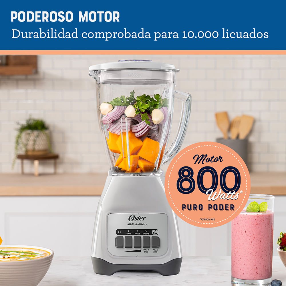 Licuadora Oster® 2 velocidades más pulso y vaso de vidrio BLSTKAG-WPB Oster