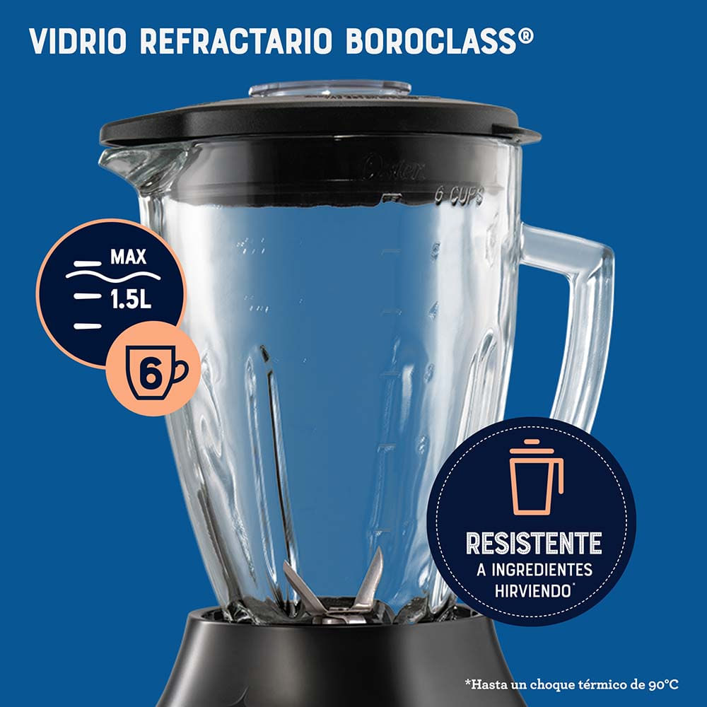Licuadora Oster® con vaso de vidrio y 6 velocidades más pulso BLSTPEG-BPB Oster