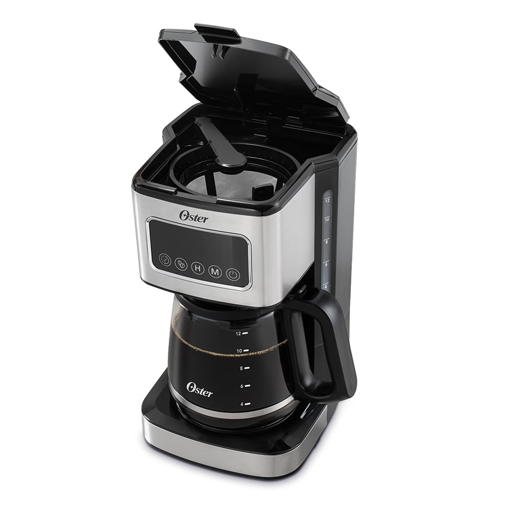 Oster® Cafetera Programable, Pantalla Táctil, Jarra de Vidrio, de 12 Tazas, Negro y Acero Inoxidable , BVSTDC4403 Oster