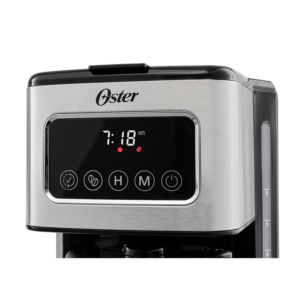 Oster® Cafetera Programable, Pantalla Táctil, Jarra de Vidrio, de 12 Tazas, Negro y Acero Inoxidable , BVSTDC4403 Oster