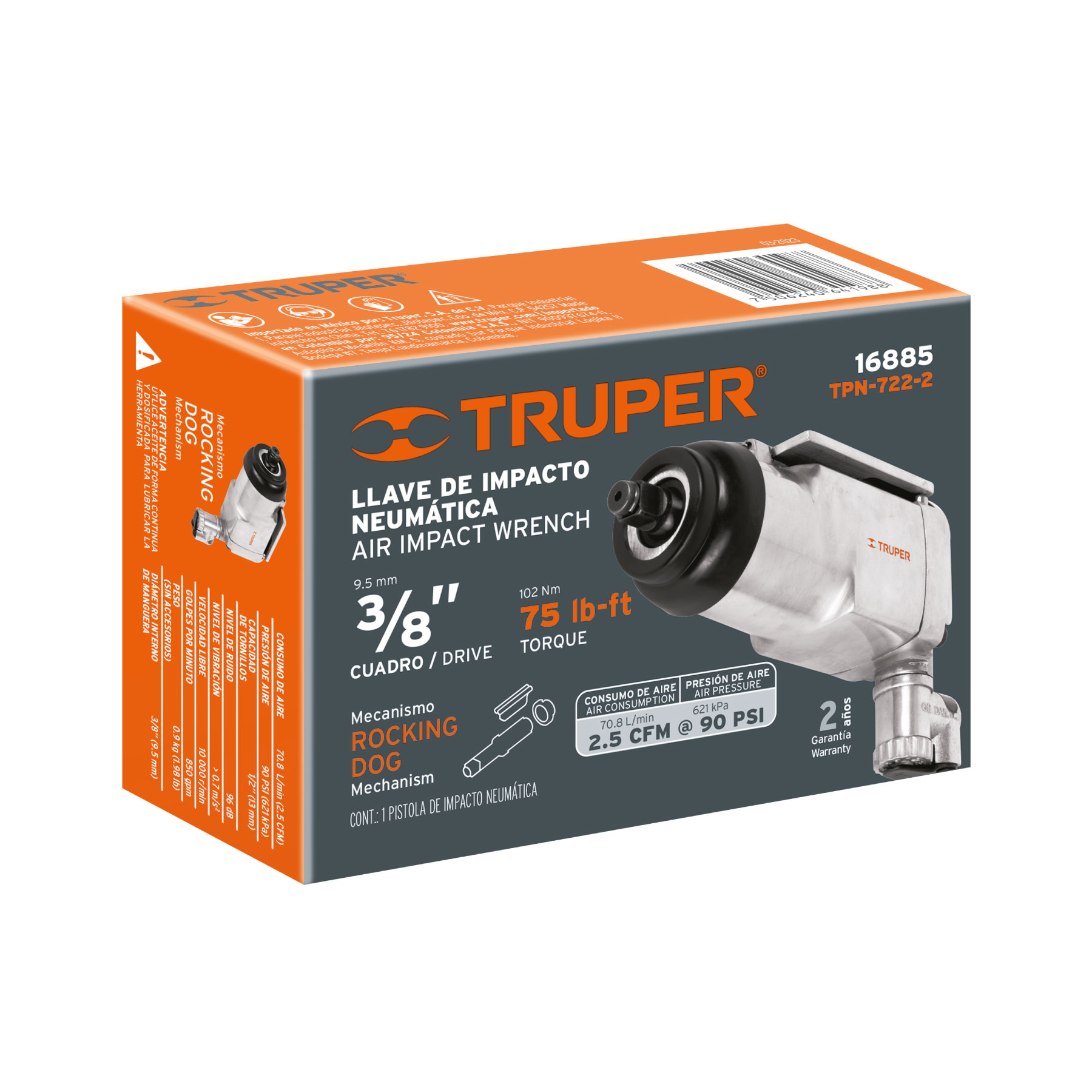 Llave (pistola) de impacto neumática 3/8", TRUPER TRUPER