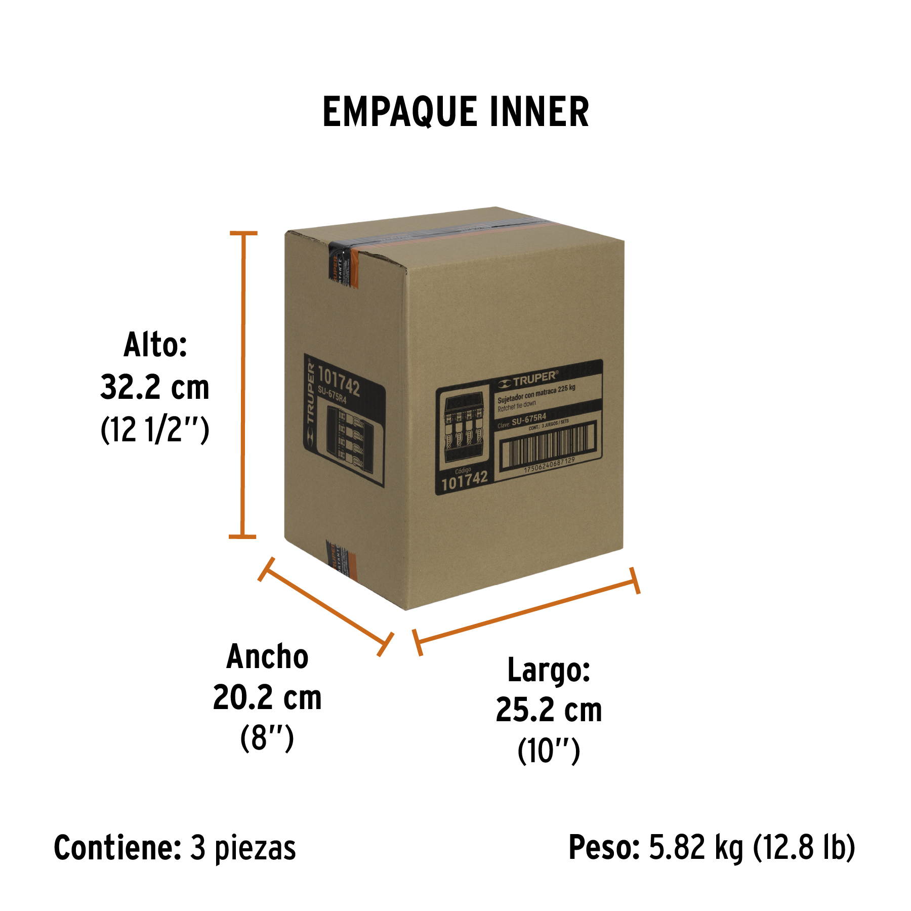 Juego de 4 sujetadores con matraca carga máxima 675 kg TRUPER