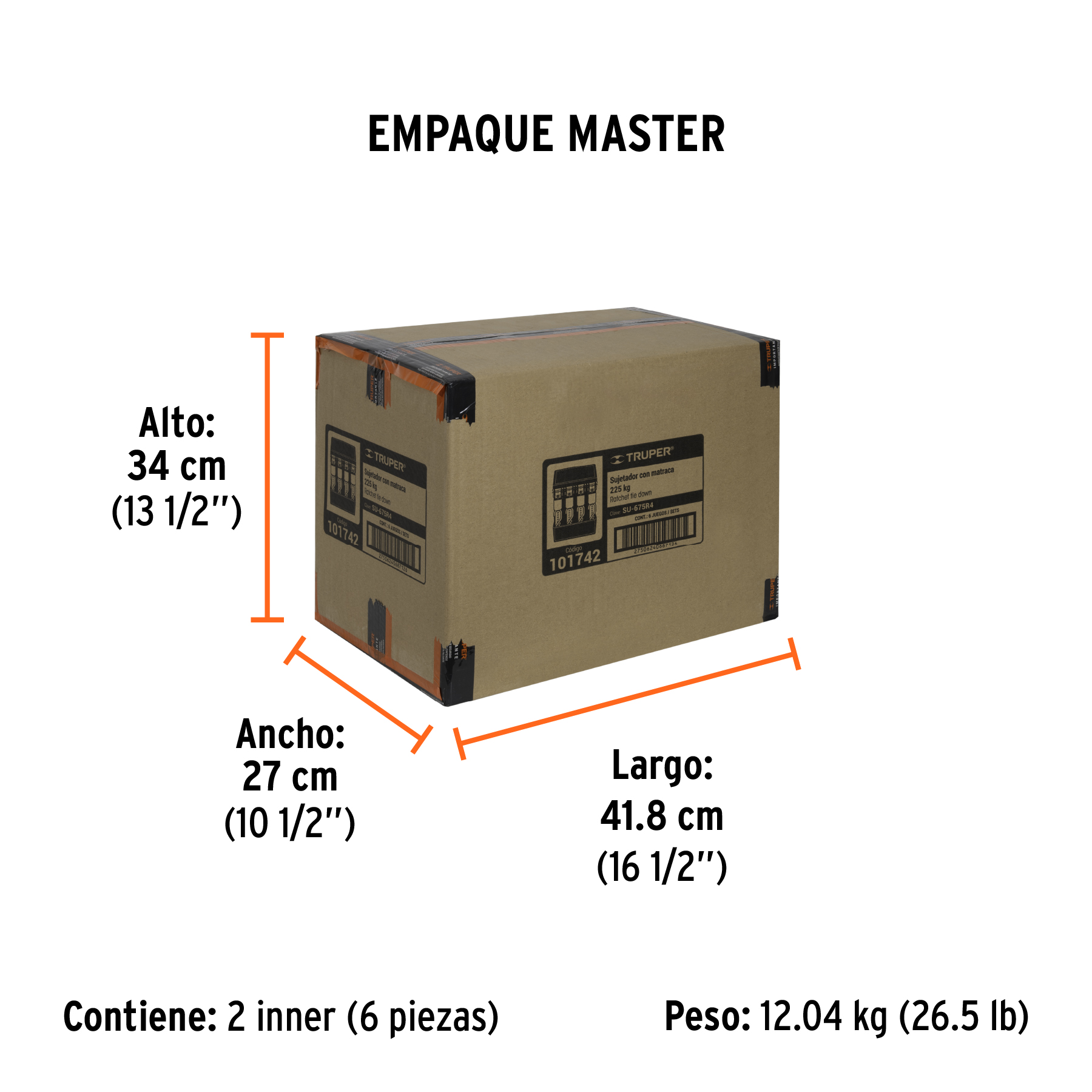 Juego de 4 sujetadores con matraca carga máxima 675 kg TRUPER