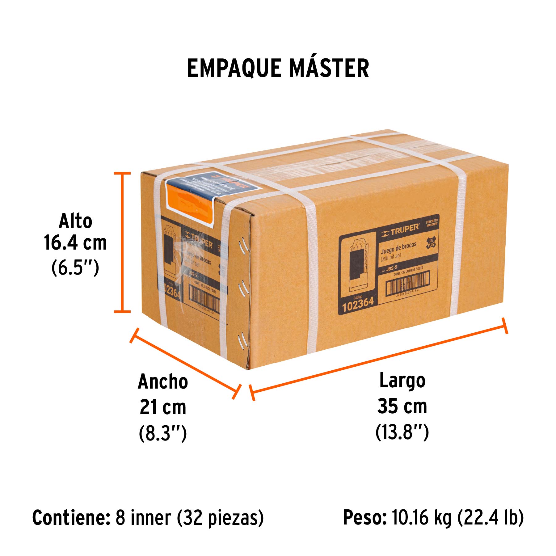Juego de 5 brocas para concreto SDS Plus, TRUPER TRUPER