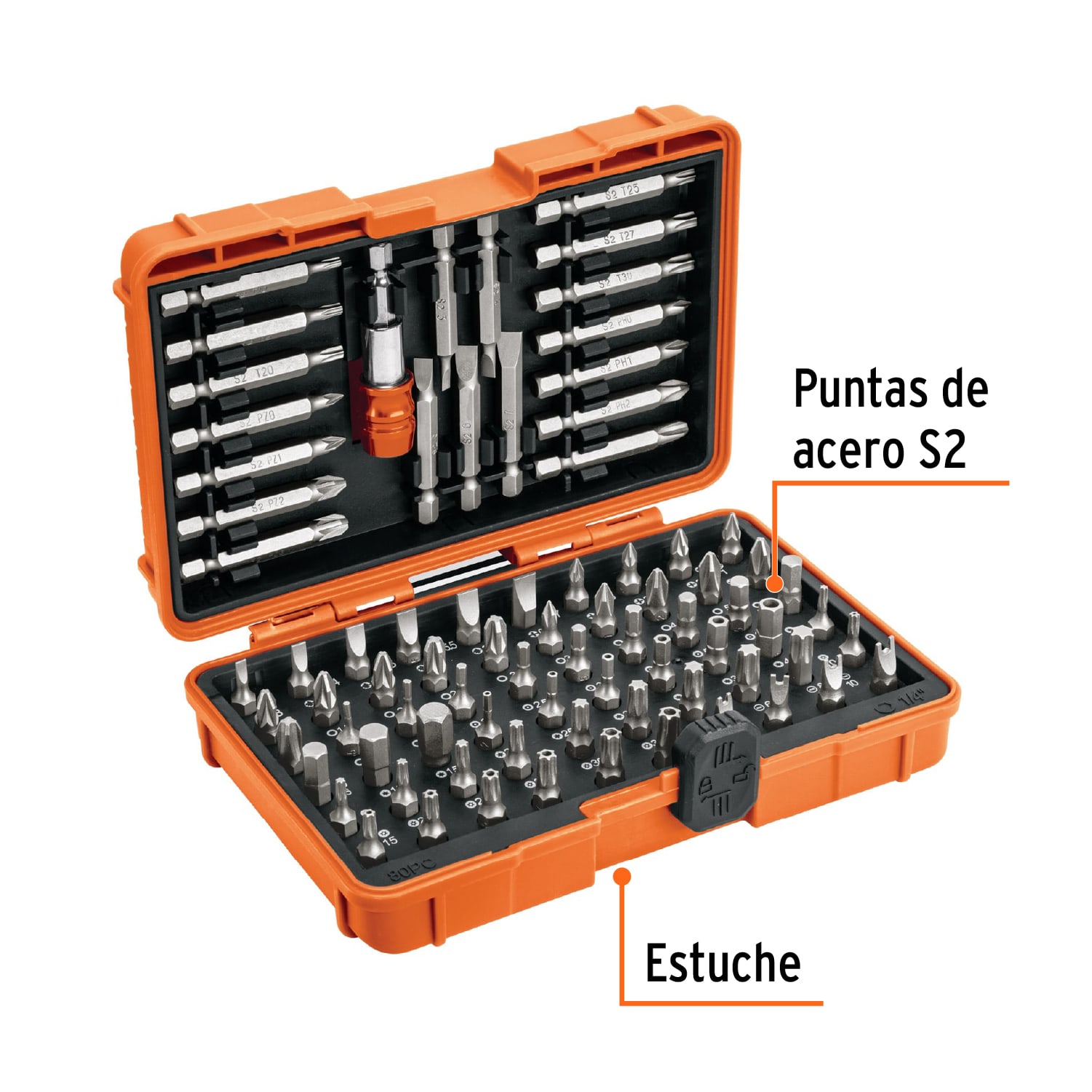 Juego de puntas mixtas 1" y 2", 80 piezas, TRUPER EXPERT TRUPER