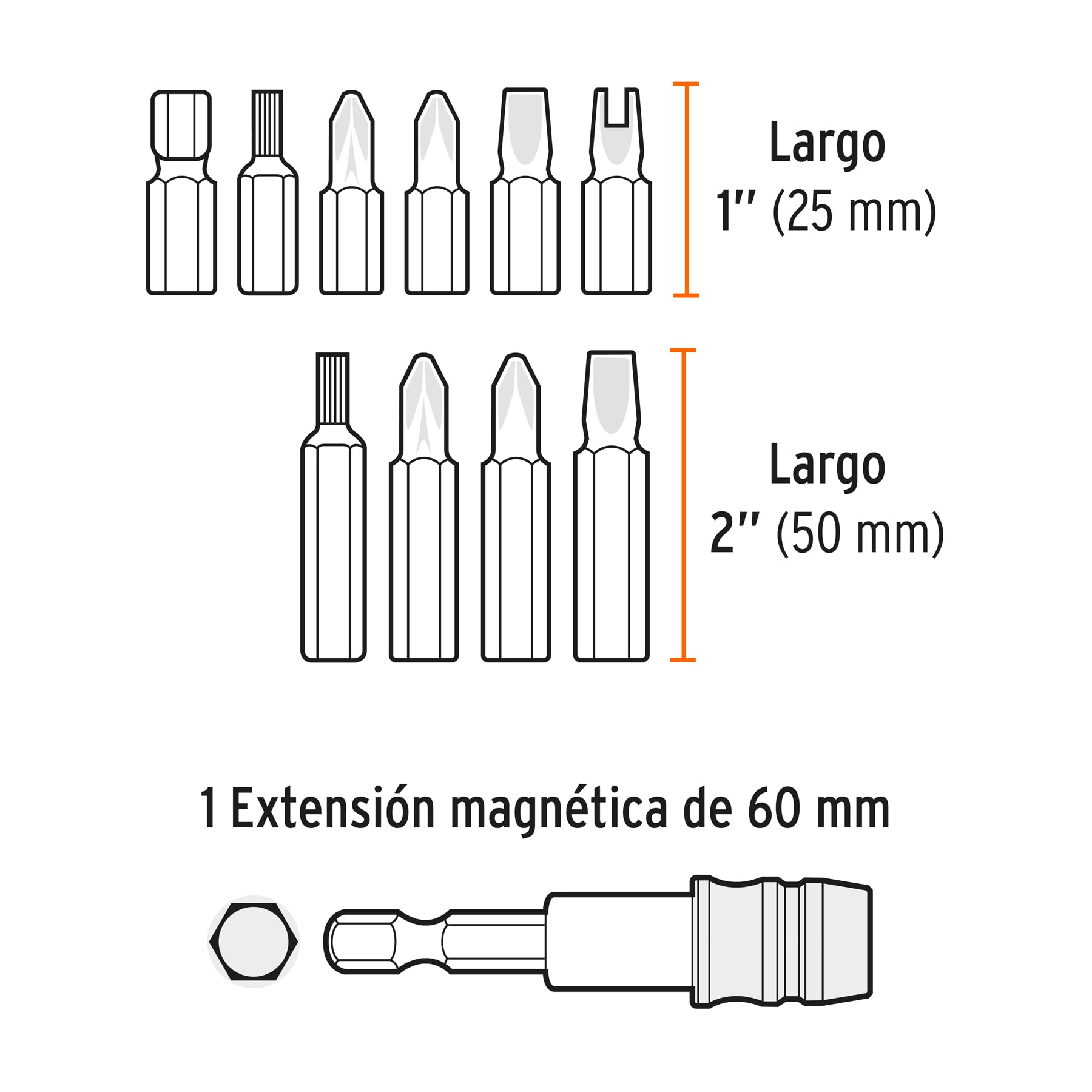 Juego de puntas mixtas 1" y 2", 80 piezas, TRUPER EXPERT TRUPER