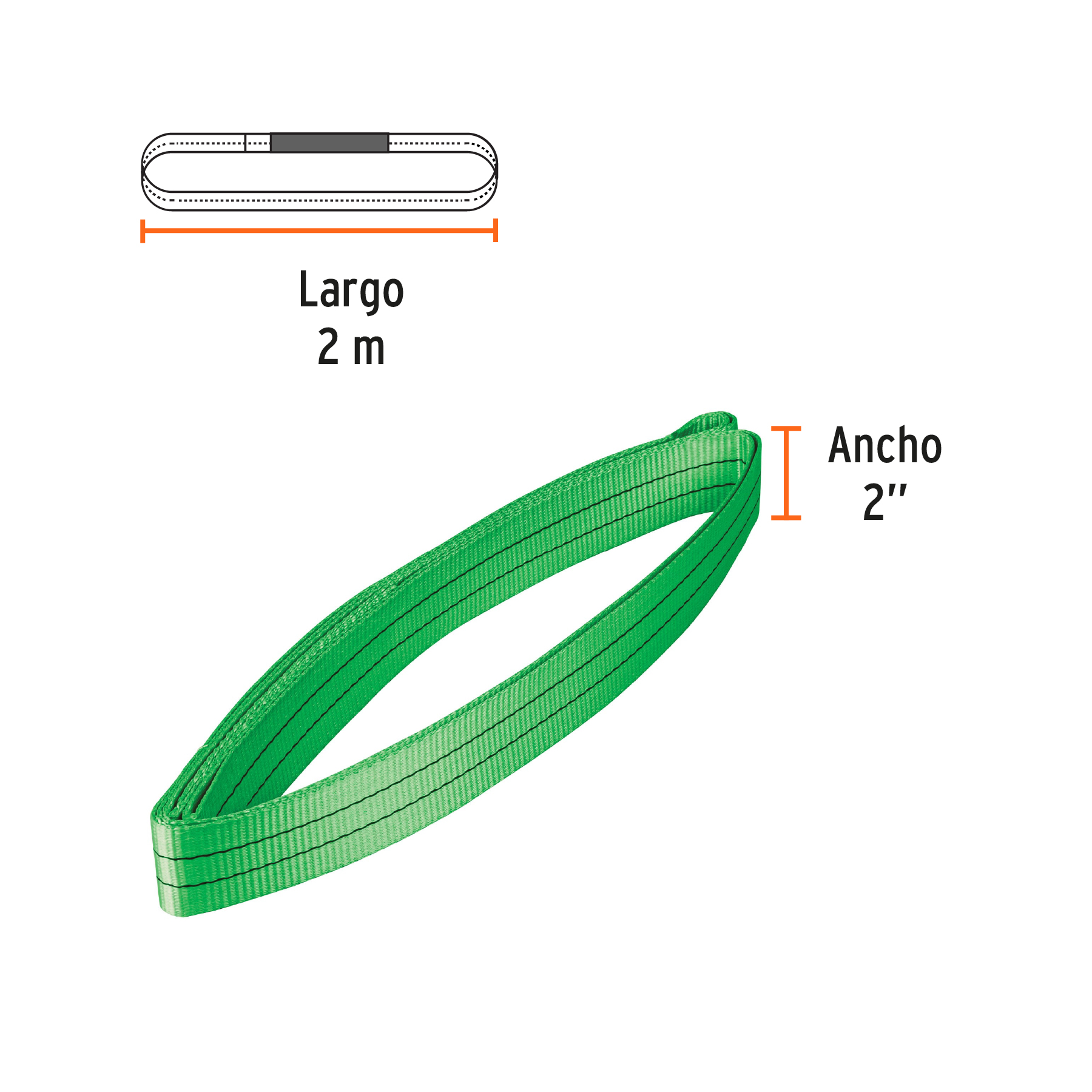 Eslinga de poliéster redonda sin fin, 2 T x 2 m, TRUPER TRUPER