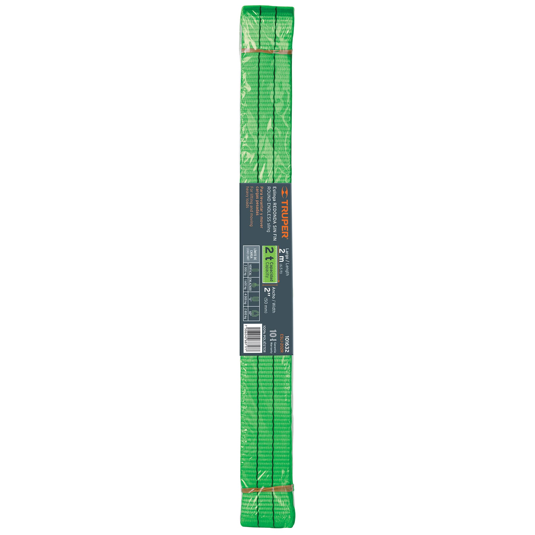 Eslinga de poliéster redonda sin fin, 2 T x 2 m, TRUPER TRUPER