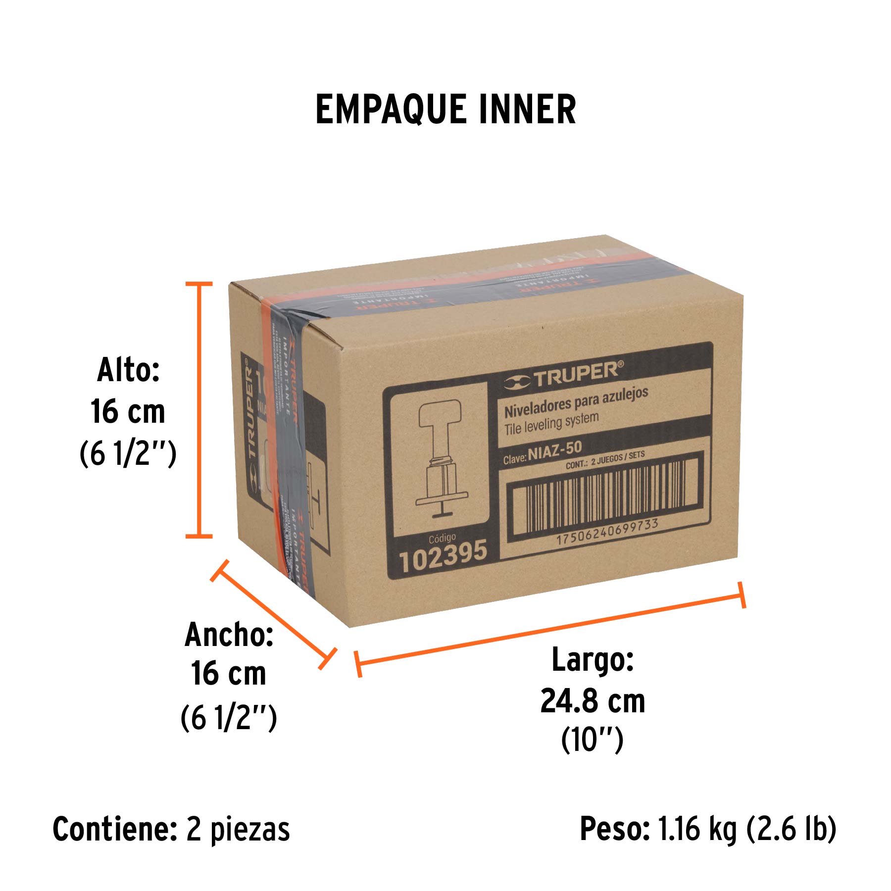 Bolsa con 50 niveladores de azulejos, TRUPER TRUPER