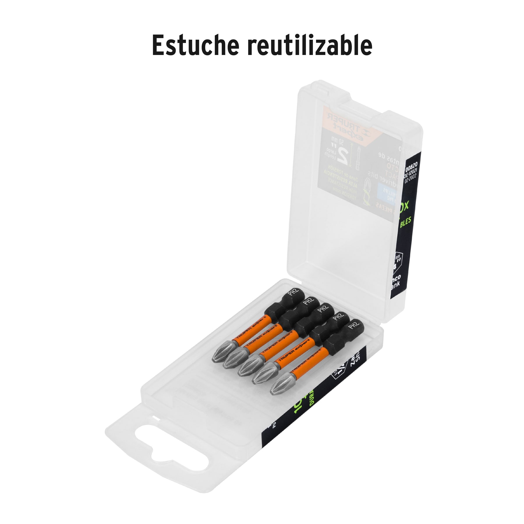 Estuche con 5 puntas de cruz PH2 de impacto largo 2", EXPERT TRUPER