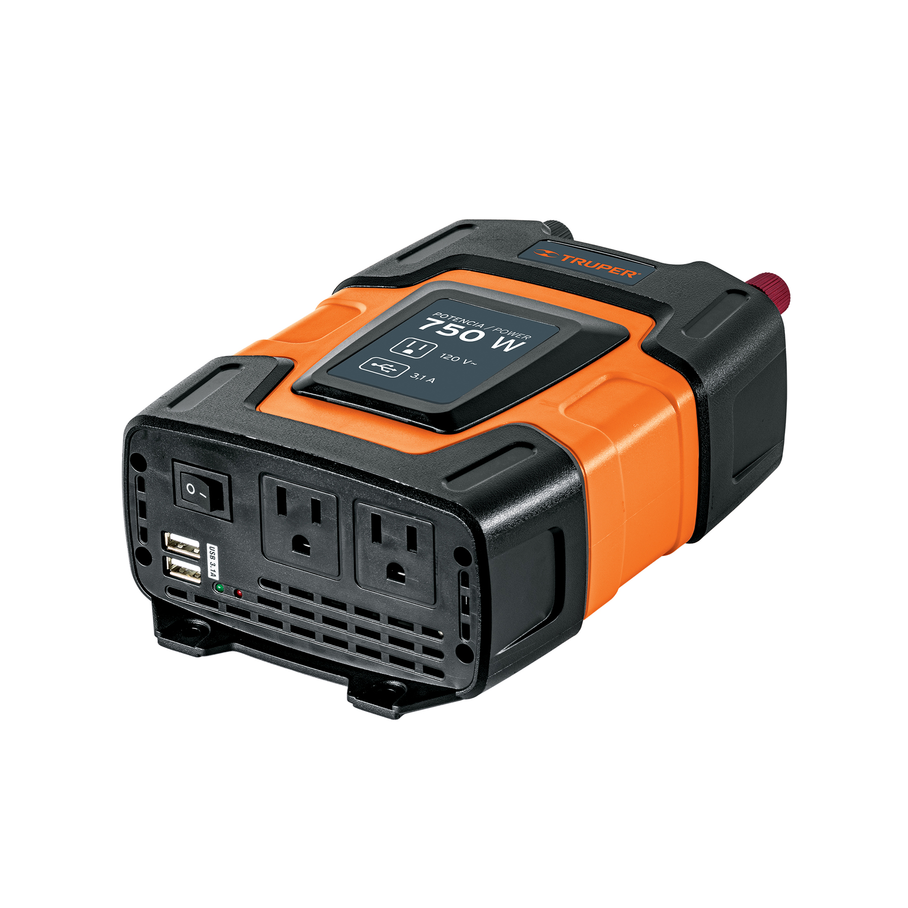 Inversor de corriente de 750 W con puertos USB, TRUPER TRUPER