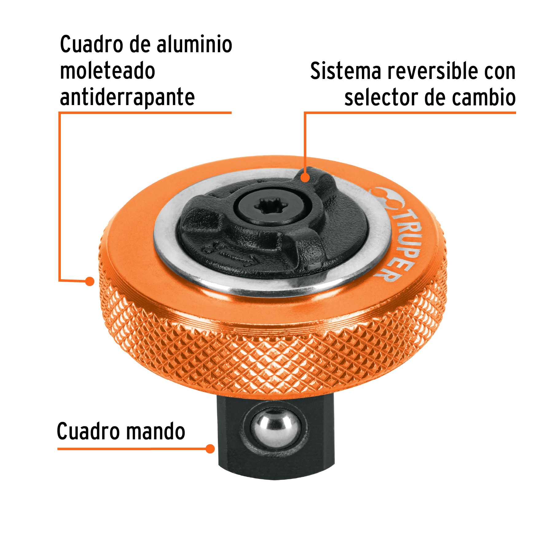 Matraca cuadro 1/2" tipo perilla, TRUPER TRUPER
