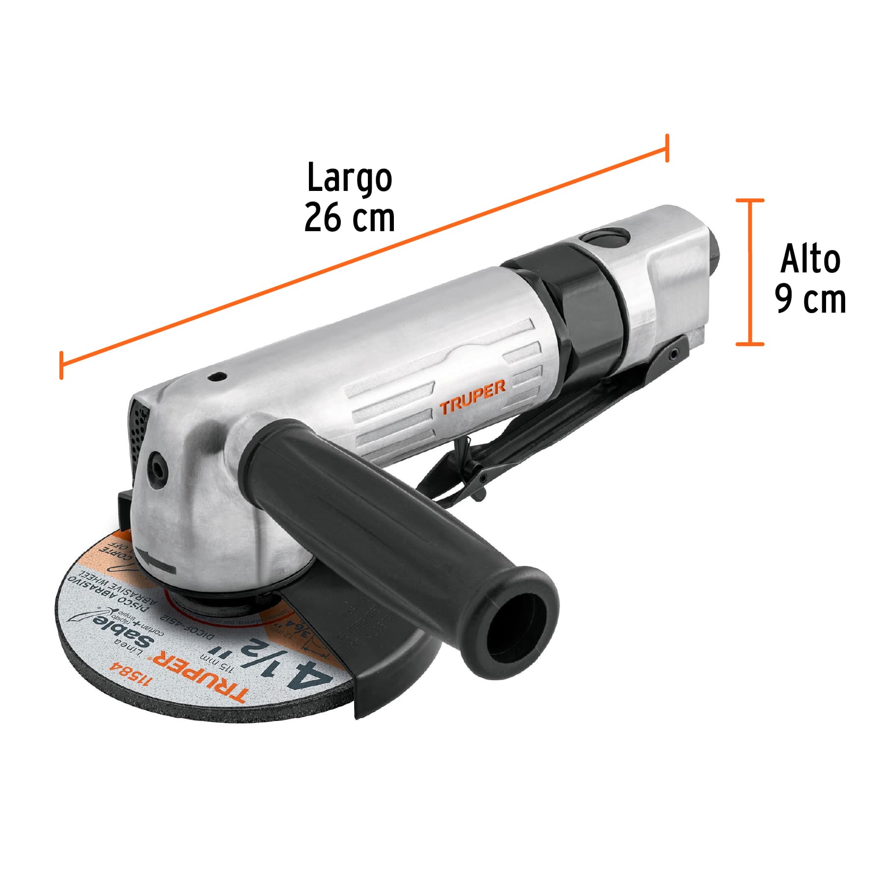 Esmeriladora angular neumática 4-1/2", TRUPER TRUPER