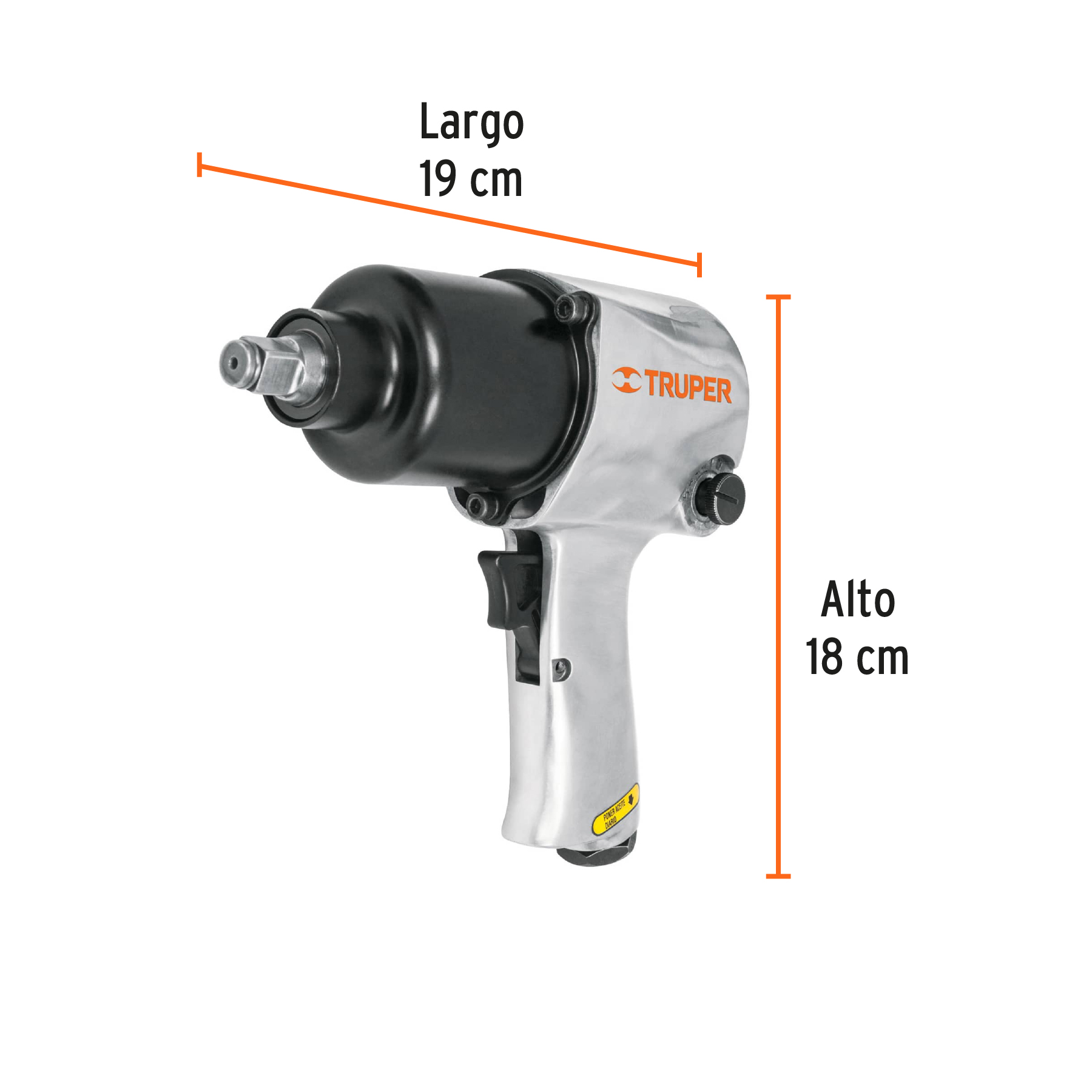 Kit de llave (pistola) de impacto 1/2" ind, estuche plástico TRUPER