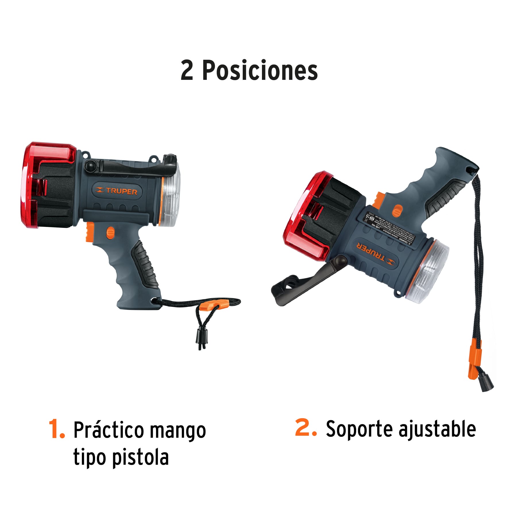 Linterna reflectora LED 900 lm, recargable, TRUPER TRUPER