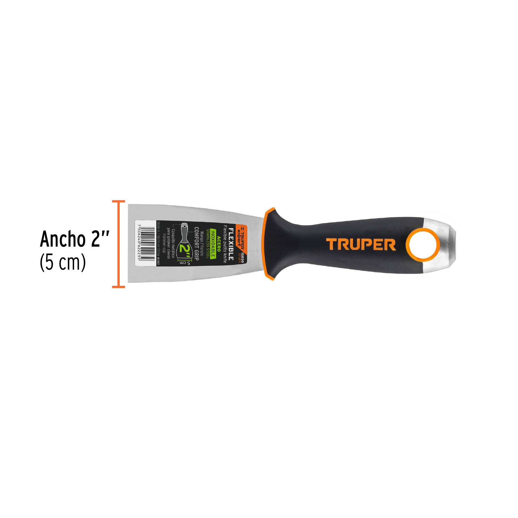 Espátula flexible 2" acero inoxidable, Comfort Grip, EXPERT TRUPER