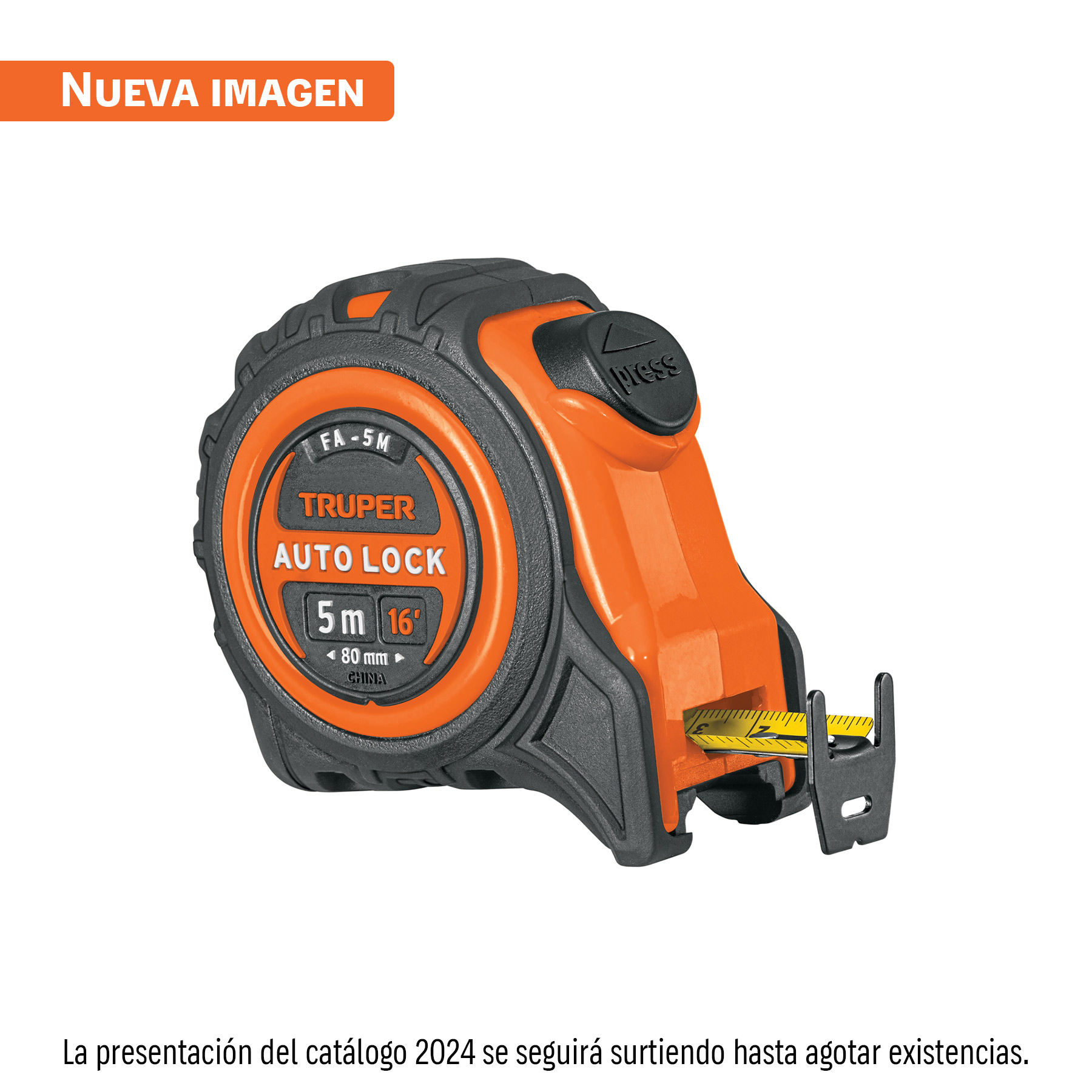 Flexómetro Auto-Lock contra impactos 5 m cinta 19 mm, TRUPER TRUPER