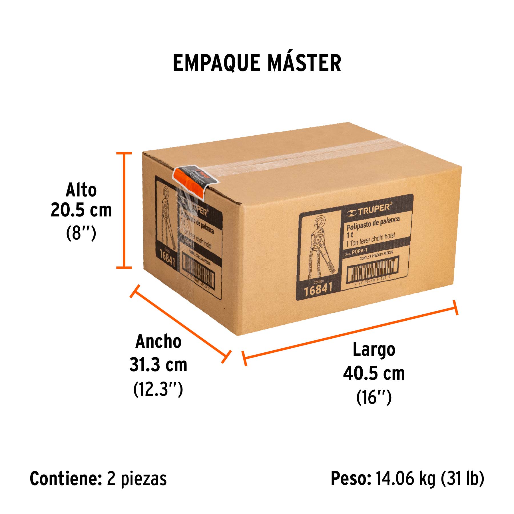 Polipasto de palanca 1 tonelada, TRUPER TRUPER
