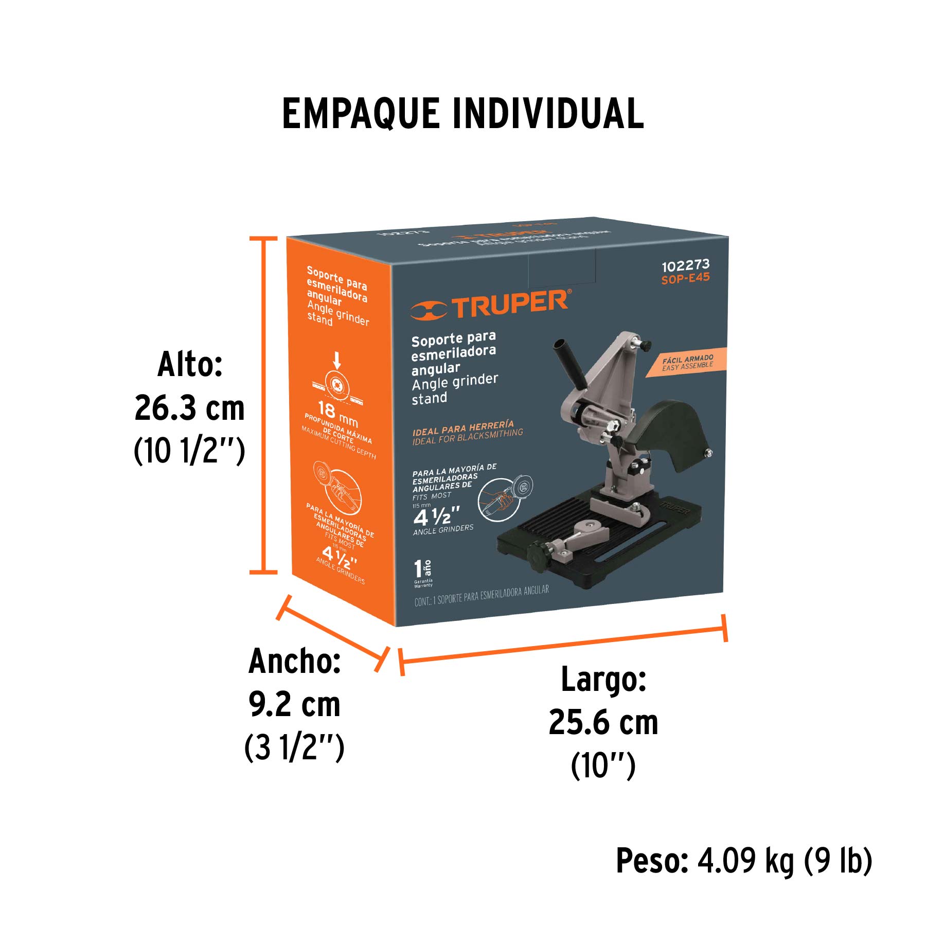 Soporte para esmeriladora angular de 4 1/2", TRUPER TRUPER