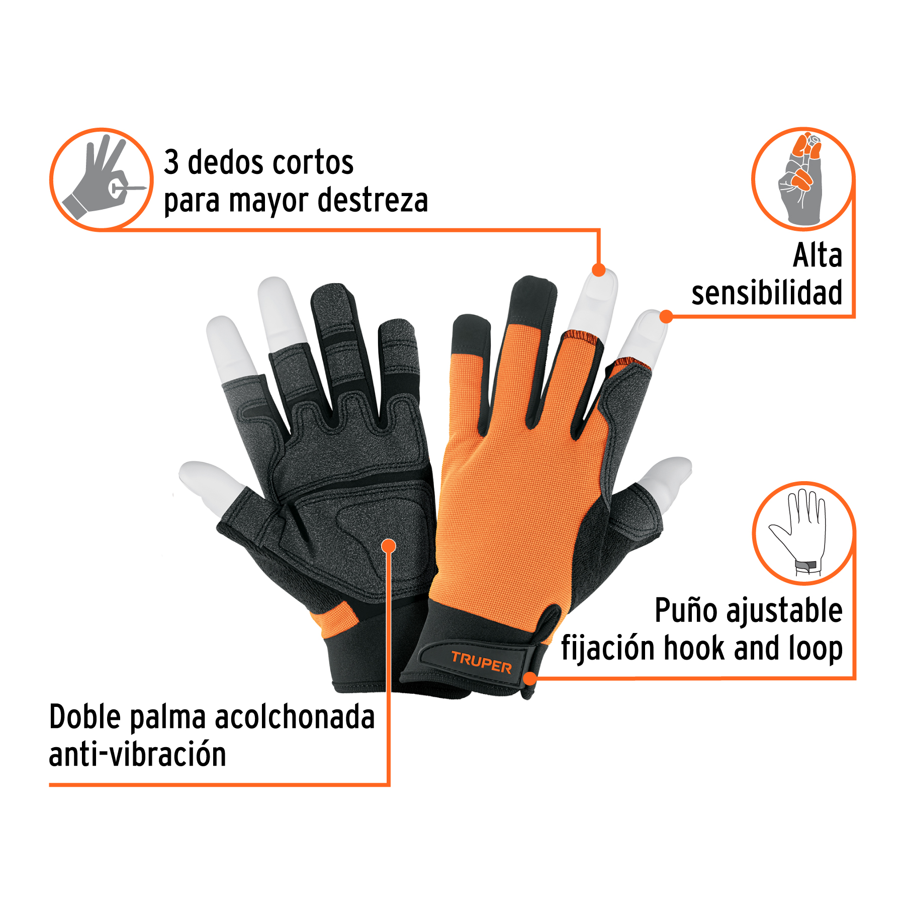 Guantes para mecánico, alta sensibilidad, unitalla, TRUPER TRUPER