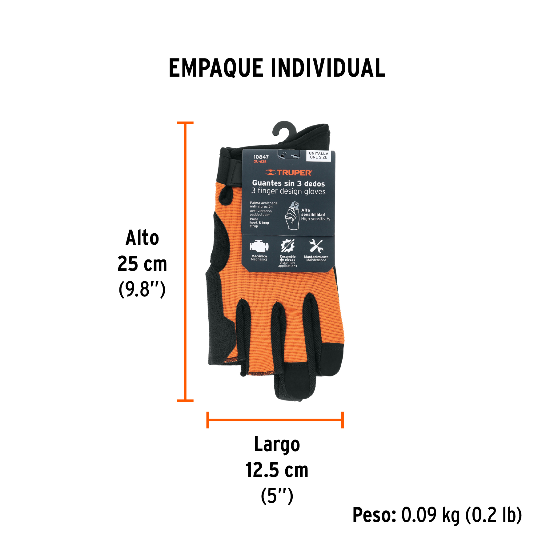 Guantes para mecánico, alta sensibilidad, unitalla, TRUPER TRUPER